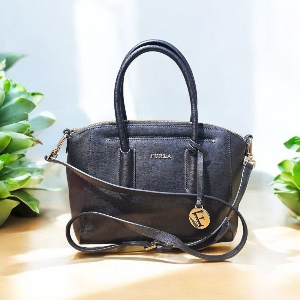 Furla Black Leather Handbag And Cross Body Bag